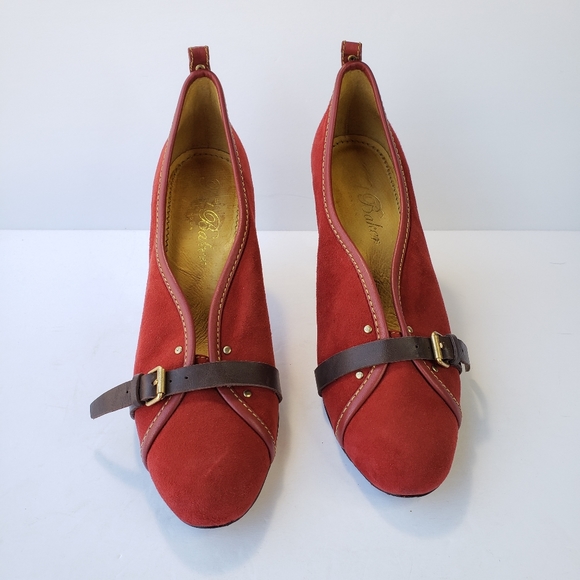 Ted Baker London unique red suede heels w leather - Picture 2 of 9